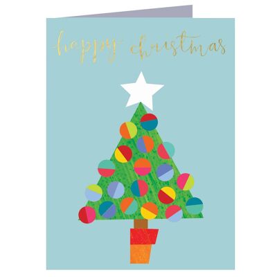 Mini tarjeta de árbol de Navidad TW49 con lámina dorada