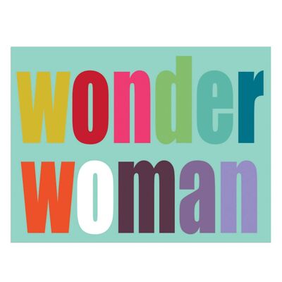TW106 Mini carte Wonder Woman avec lettrage pailleté