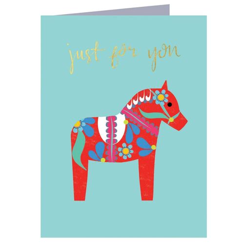 TW31 Mini Swedish Horse Card with Gold Foiling