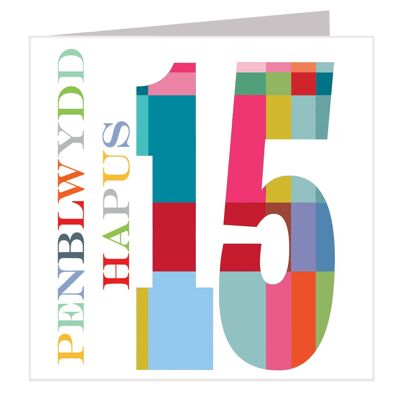 WNO15 Welsh Penblwydd Hapus / Buon compleanno 15 anni Card