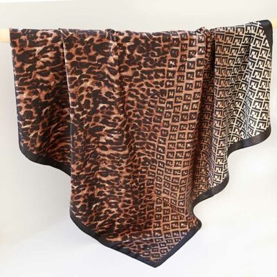 Sciarpa bandana in raso stampa leopardo
