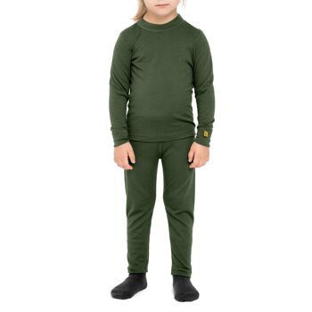 Ensemble Manches Longues Enfant 160 g/m² Laine Mérinos Vert Foncé 6