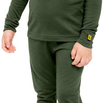 Ensemble Manches Longues Enfant 160 g/m² Laine Mérinos Vert Foncé 7