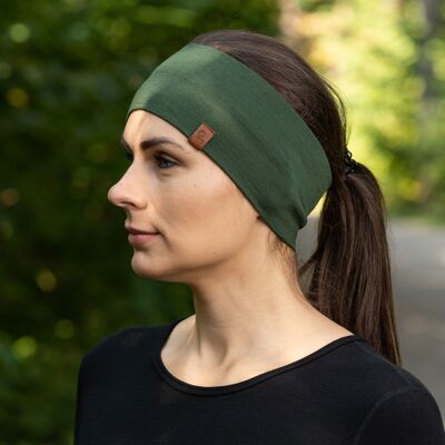 Women's Headband 160gsm Merino Wool Dark Green