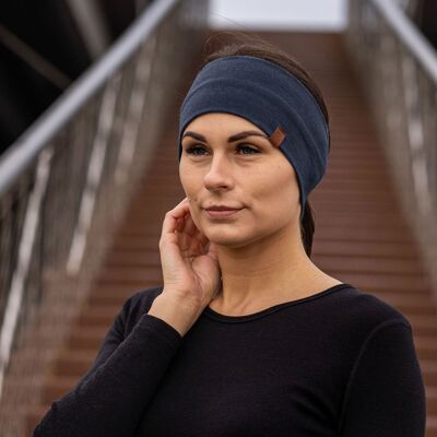 Cinta para la cabeza para mujer 160gsm Lana Merino Azul Oscuro