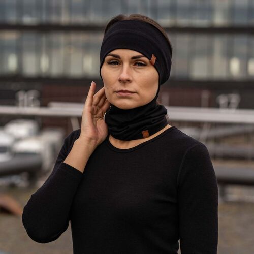 Women's Headband 160gsm Merino Wool Black