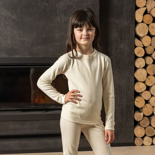 Kids' Long Sleeve Crew 250gsm Merino Wool Natural