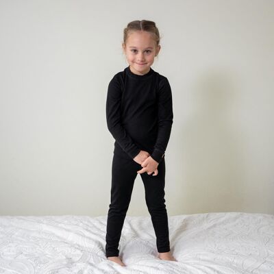 Kids' Long Sleeve Set 160gsm Merino Wool Black