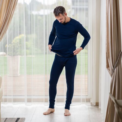 Men's Long Sleeve Set 250gsm Merino Wool Dark Blue