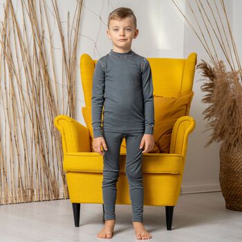 Ensemble Manches Longues Enfant 160 g/m² Laine Mérinos Perfect Grey 4