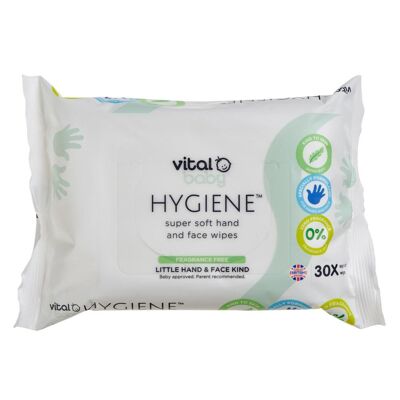 HYGIENE super soft hand & face wipes fragrance free (30pack)