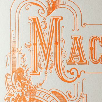 Affiche Letterpress Musique Macbeth, A4, papier recyclé, musique classique, opéra, orange 3