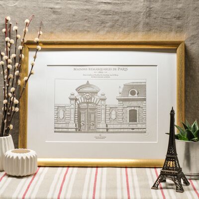 Póster Tipografía Porte cochère edificio parisino, A4, París, arquitectura, vintage, Haussmann