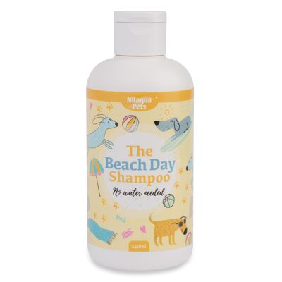 Nilaqua Pets Beach Day - Shampooing pour animaux de compagnie à la serviette 240 ml pour le sel de mer, le sable et les choses puantes.