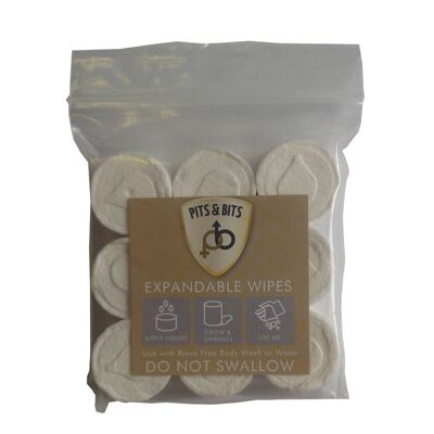 Pits & bits Expandable wipes 9Pk camping, festivals