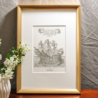 Piccolo Poster Letterpress Simbolo e Motto di Parigi, storia, vintage, libro