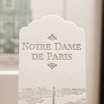 Marque-page Letterpress Notre Dame de Paris, Paris, architecture, vintage, livre, papier recyclé 4