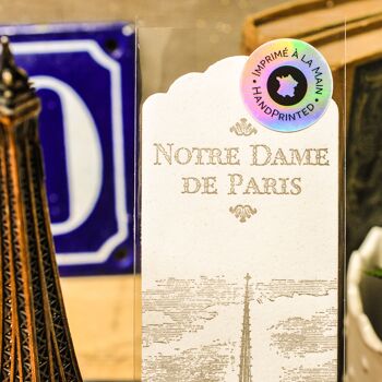 Marque-page Letterpress Notre Dame de Paris, Paris, architecture, vintage, livre, papier recyclé 2