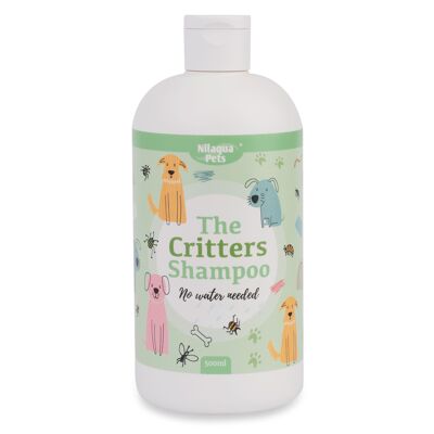 Nilaqua Pets Critters 500 ml - Shampoing anti-puces et tiques naturel pour animaux de compagnie, à enlever avec une serviette, 500 ml