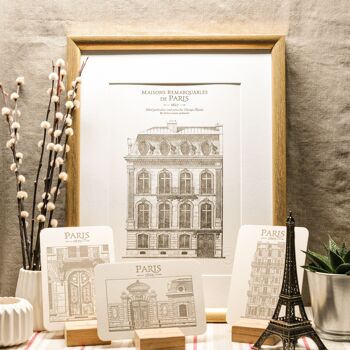 Carte Letterpress Immeuble place Voltaire, Paris, architecture, vintage, papier recyclé très épais, Haussmann 3