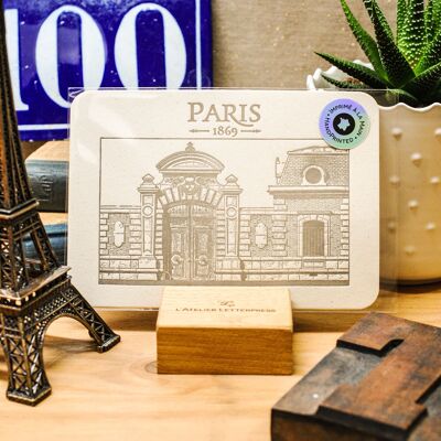 Porte Cochère Letterpress card, París, arquitectura, vintage, papel reciclado muy grueso, Haussmann