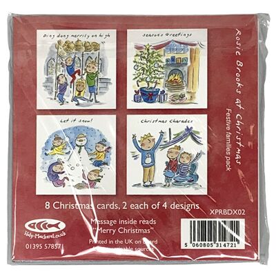 Pack de Noël - 2 de chacune des 4 cartes sur le thème de la famille par Rosie Brooks