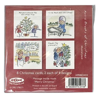 Christmas pack - 2 each of 4  classical music themed cards by Rosie Brooks