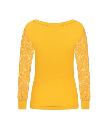 Top en coton jaune moutarde à col en V 4