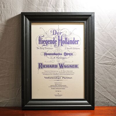 Letterpress poster Wagner The Flying Dutchman, A4, recycled paper, classical music, opera, purple