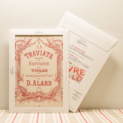 Letterpress Opera La Traviata Verdi poster, A4, recycled paper, classical music, red