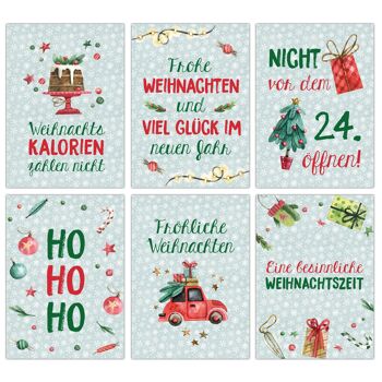 Ensemble de cartes de Noël en papier cerf-volant - 12 cartes postales conçues avec amour pour Noël - impression d'art à envoyer, décorer des colis et collectionner - Set 11 Mint 1