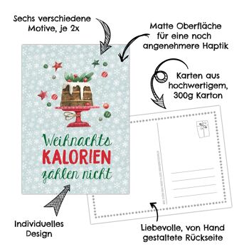 Ensemble de cartes de Noël en papier cerf-volant - 12 cartes postales conçues avec amour pour Noël - impression d'art à envoyer, décorer des colis et collectionner - Set 11 Mint 2
