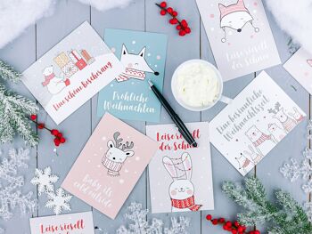 Ensemble de cartes de Noël en papier cerf-volant - 12 cartes postales conçues avec amour pour Noël - impression d'art à envoyer, décorer des colis et collectionner - ensemble de 14 amis de Noël 2