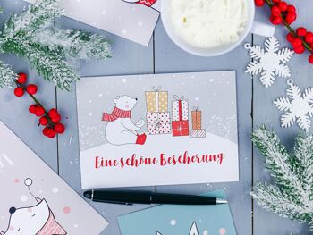 Ensemble de cartes de Noël en papier cerf-volant - 12 cartes postales conçues avec amour pour Noël - impression d'art à envoyer, décorer des colis et collectionner - ensemble de 14 amis de Noël 4