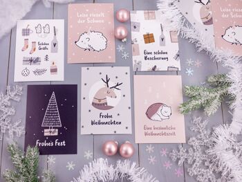 Ensemble de cartes de Noël - 12 cartes postales conçues avec amour pour Noël - impression d'art à envoyer, décorer des colis et collectionner - carte de voeux Noël - ensemble de cartes hygge 16 3