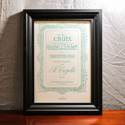 Schubert Melodies Letterpress poster, A4, recycled paper, classical music, green
