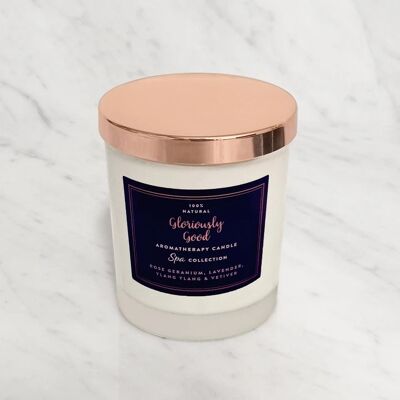 Rose Geranium, Lavender, Ylang Ylang & Vetiver Aromatherapy Naturally Scented Candle