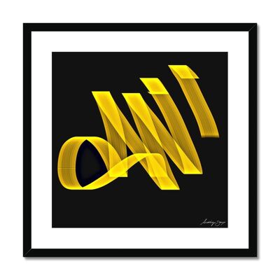 Digital Allah Yellow on Black - 20"x20" - Black Frame