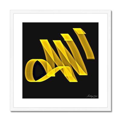 Digital Allah Yellow on Black - 20"x20" - White Frame