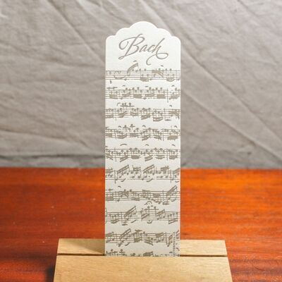 Marque-page Letterpress Musique Bach, vintage, livre, papier recyclé