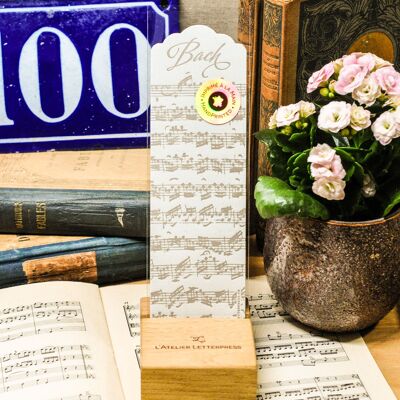 Bach Music Letterpress marcapáginas, vintage, libro, papel reciclado