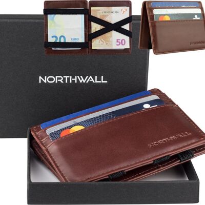 Porta carte di credito Northwall Magic Wallet in pelle marrone