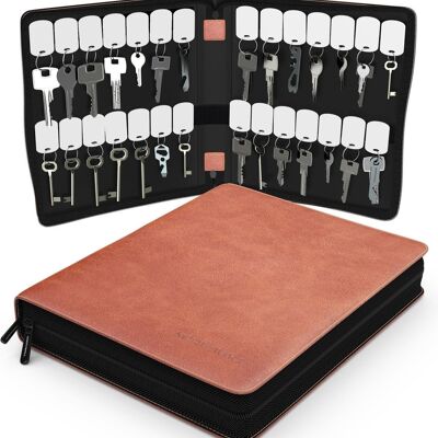 Key Rack with 28 Key Rings - Leather Key Case