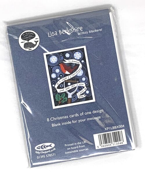Lisa Berkshire Christmas pack - 8 x Robin cards