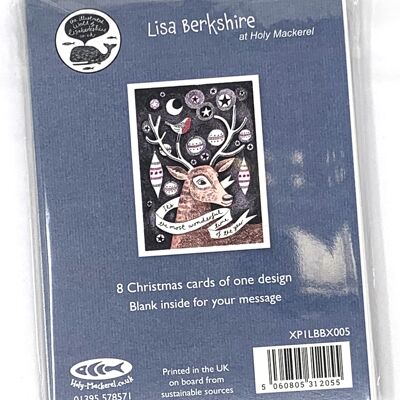 Paquet de Noël Lisa Berkshire - 8 x cartes Cerf