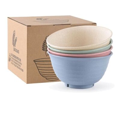 Set of 4 EcoSlurps Bioplastic Cereal Bowls Made from recycled wheat - great eco friendly bowlsfor soup, ice cream or salad bowl (Large)