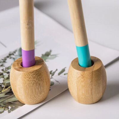 Set Of 4 Bamboo Toothbrush Holder -  EcoSlurps toothbrush stand pack of 4