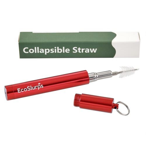 EcoSlurps Reusable Collapsible 'Night Out' Straw - Reusable alternative to plastic, paper and metal straws(Red)