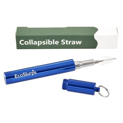 Reusable Collapsible 'Night Out' Straw - EcoSlurps folding metal straws (Blue)