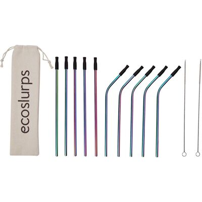 EcoSlurps Reusable Drinking Straws With Silicone Tips And Carry Case (Set Of 12 Straw)